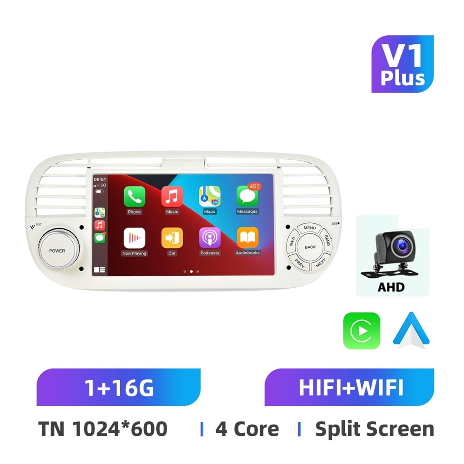 Nawigacja satelitarna Radioodtwarzacz samochodowy Odtwarzacz multimedialny Auto WIFI Nawigacja GPS(16G WE Carplay AHD)