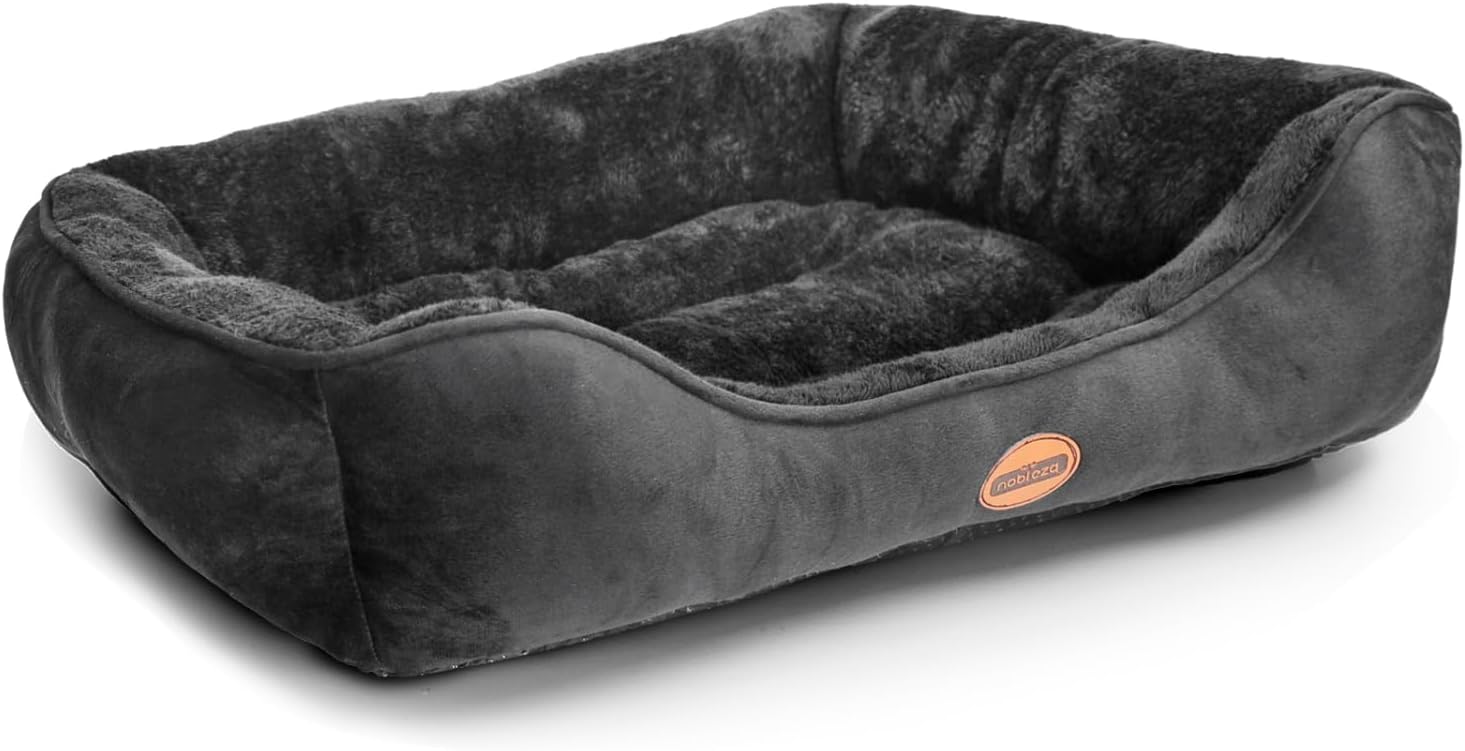 Nobleza Letto per cani grandi, lavabile per cani, medio, antiscivolo, con imbottitura in fibre, super morbida, per animali domestici, nero, XL, 87 x 77 cm