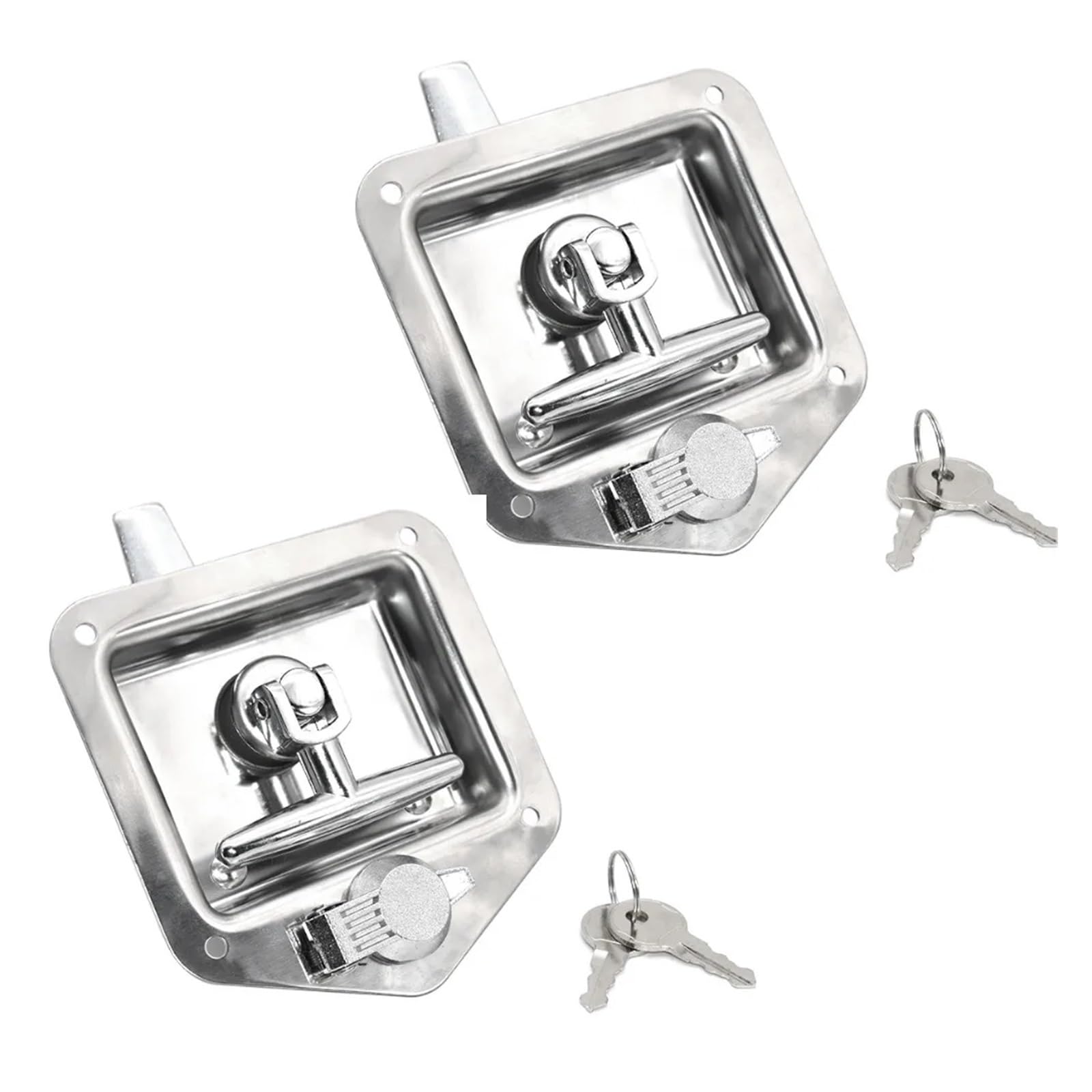 Zklgs 2Pcs Caravan Door Lock, 1/ Stainless Steel Rv Yacht Door Lock Accessories T-Toolbox Lock For Caravan Truck Rv Accessories Camper Trailer(2Pcs)