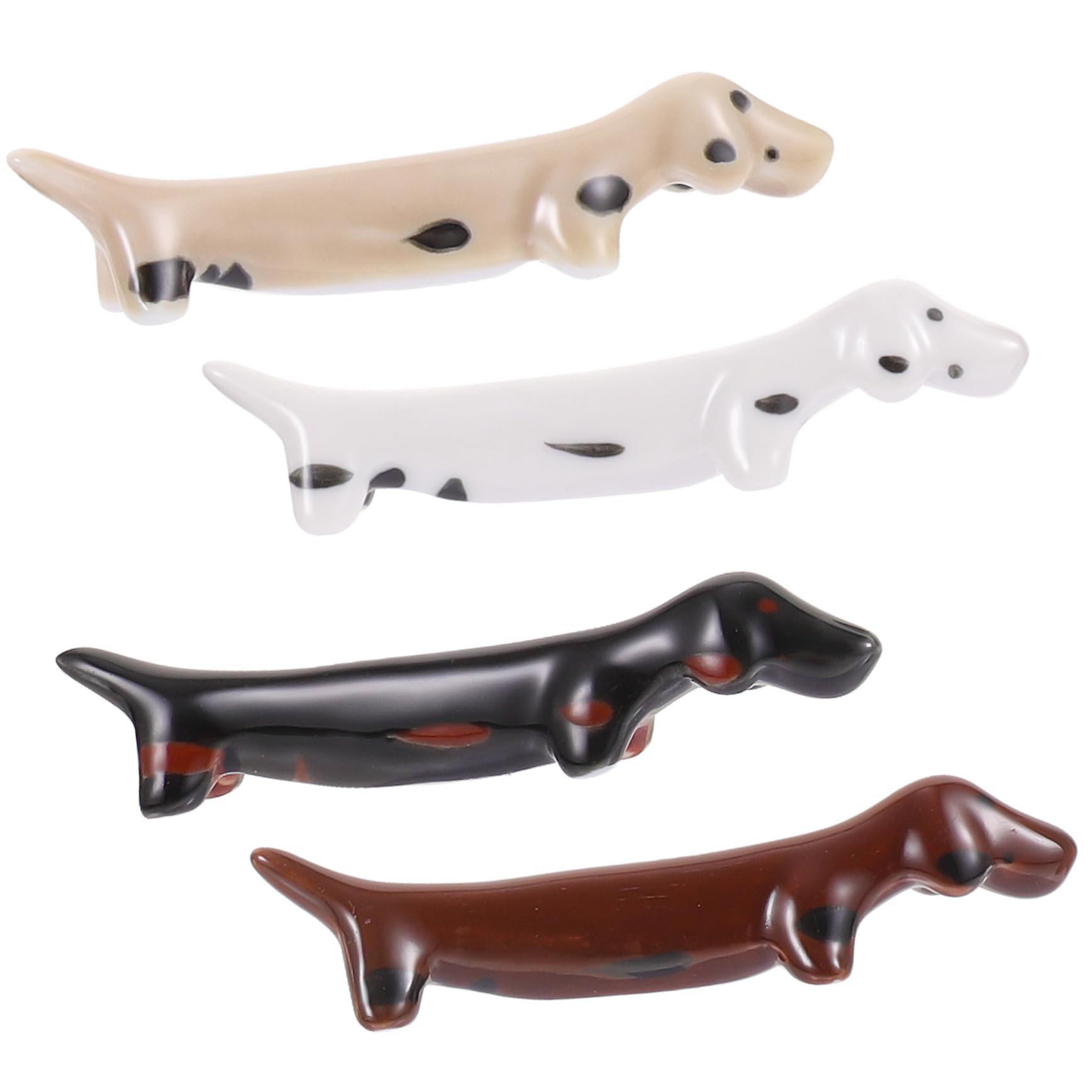 Alipis 4Pcs Cartoon Dog Ceramic Chopstick Rest Cute Kitchen Tableware Holder Portable Easy to Clean for Home Use Present Giving