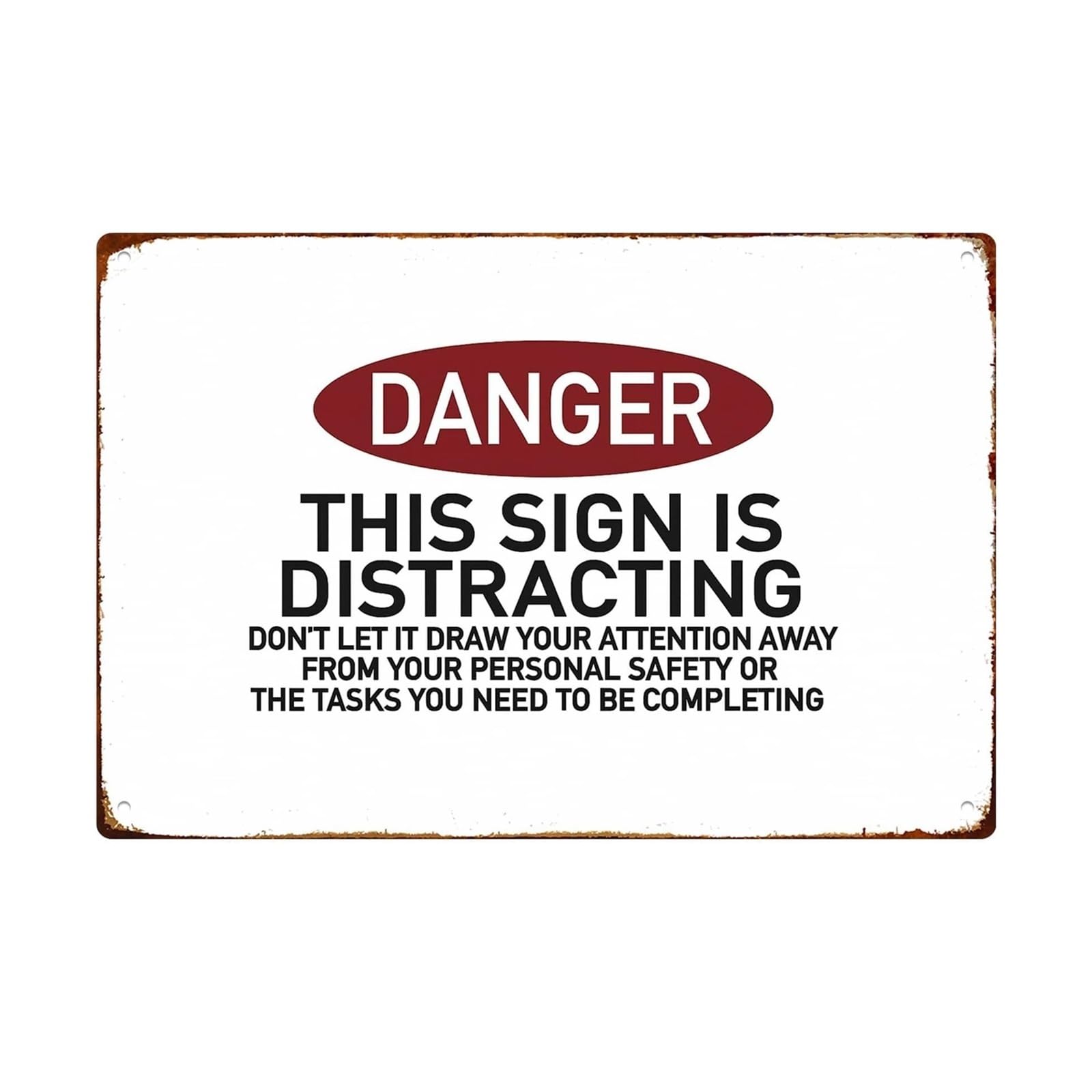 MCQWOMFQAK Humorous Danger Sign Funny Saying Vintage Metal Tin Sign for Garage Workshop Bar Man Cave Wall Art Industrial Decor 8 X 12 inch