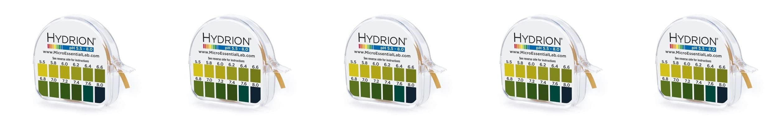 HYDRION pH 15 Foot Roll with Chart and Dispenser 5.5-8.0 pH Range (5)