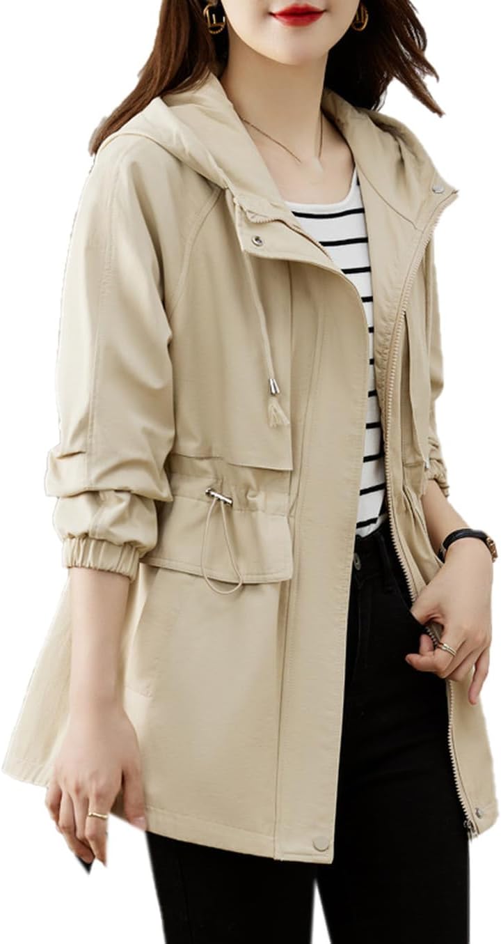 [Donahutt03] スプリングコート トレンチコート レディース ミドル丈 aライン 無地 おしゃれ 春秋 アウター 就活 ビ