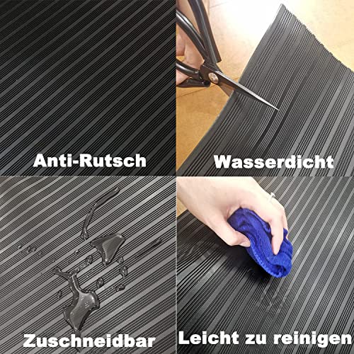 Gummimatte 300 x 100 cm Antirutschmatte 3mm Dicke Gummimatten Rolle Meterware Gewellte Bodenmatte Gummi Schutzmatte rutschfest Antirutsch Gummi Bodenbeläge Matte Feinriefenmatte Gummiboden
