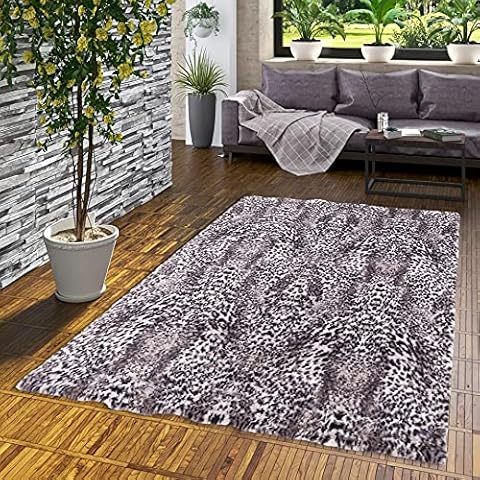 Pearl Leopardo - Alfombra de Piel Sintetica Lujosa súper Suave - Negro Blanco Cover