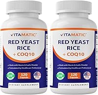 Vista 10 de Vitamatic Arroz de levadura roja sin citrinina, 1200 mg. Cápsulas con CoQ10 100 mg, niacina libre de 100 mg y ajo en polvo 20 mg - 120 cápsulas