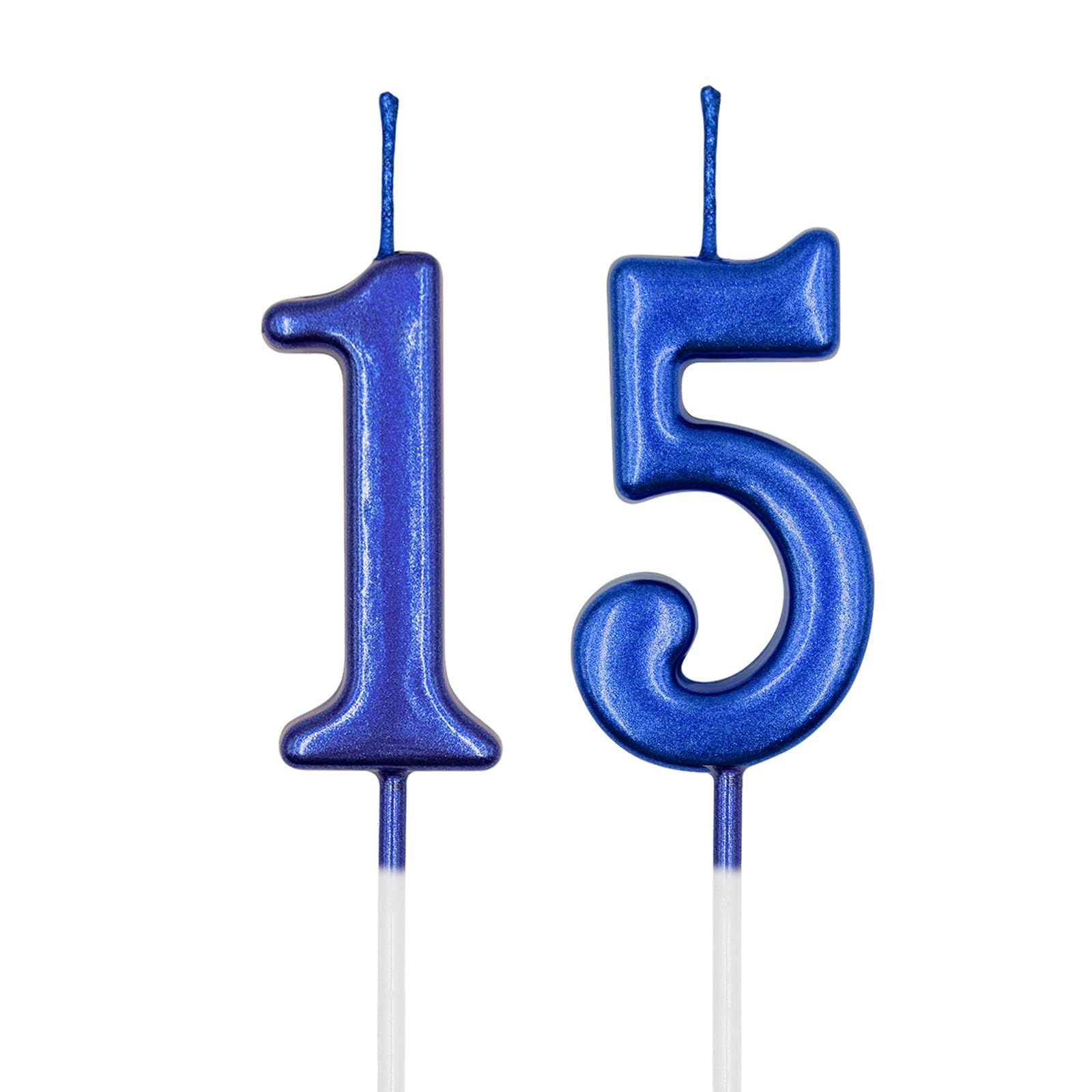 Kerzen zum 15. & 51. Geburtstag, blaue Zahl 15 51, Kerze für Kuchen, Happy Birthday Cake Topper Dekoration für Geburtstag, Jahrestag, Feier, Partyzubehör