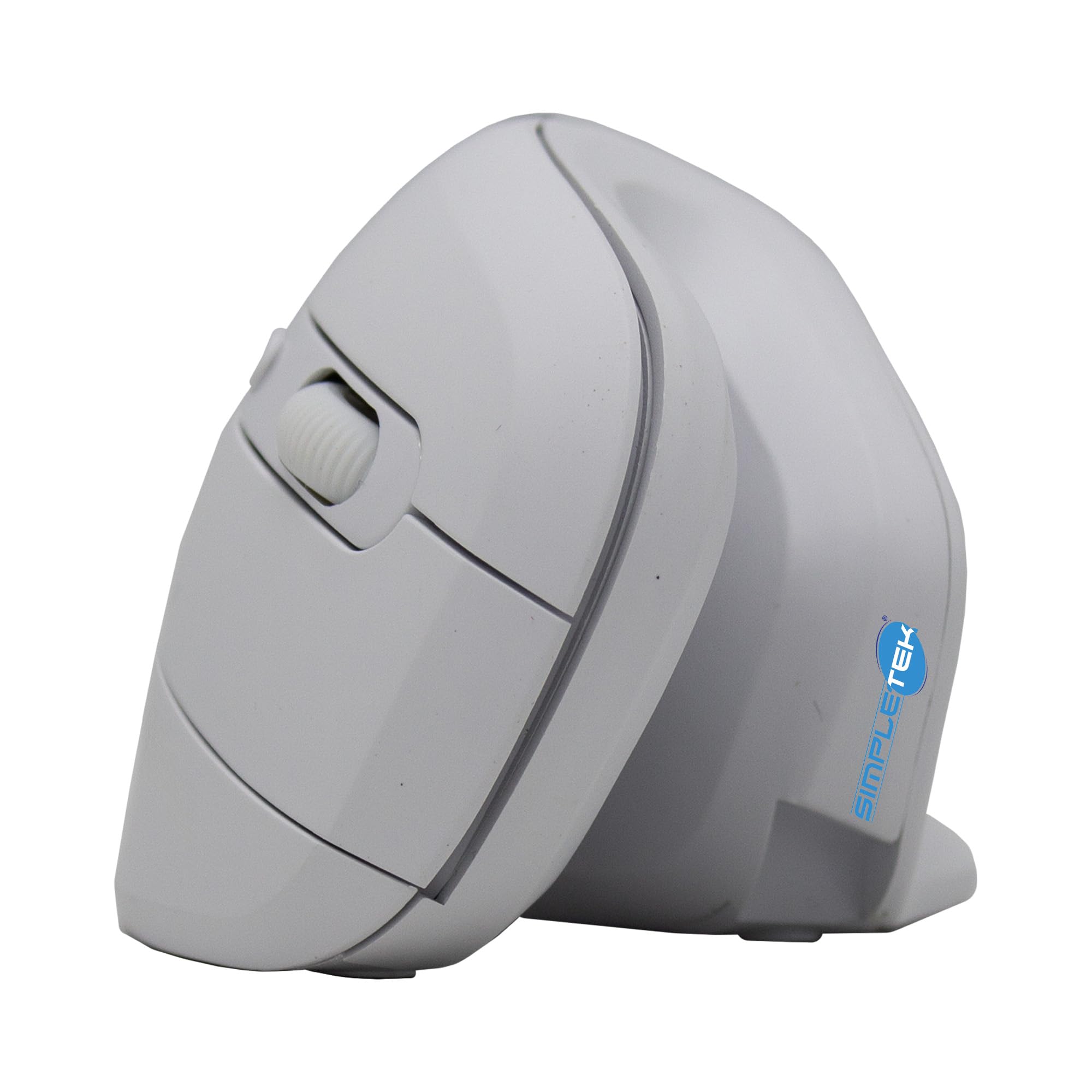 SIMPLETEK - Mouse Verticale Ergonomico Wireless - Senza Fili 2.4GHz - DPI Regolabile fino a 3200-6 Pulsanti - Design Bianco - Ricevitore USB Incluso