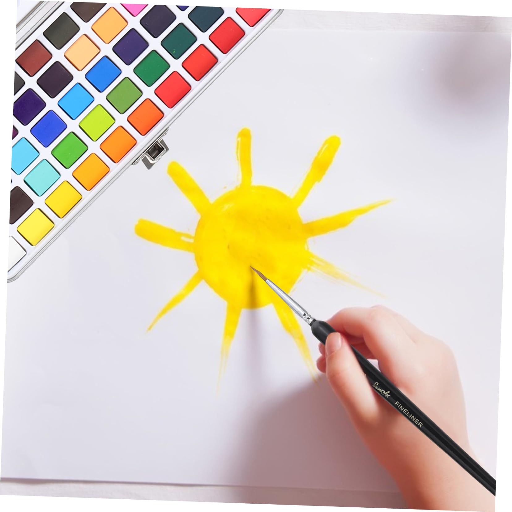 TEHAUX 2 Ensembles Set de Peinture Portable avec Pigments Solides Pinceaux Kit Complet pour Artistes Étudiants Outils de Peinture Colorés Une Boîte Pratique