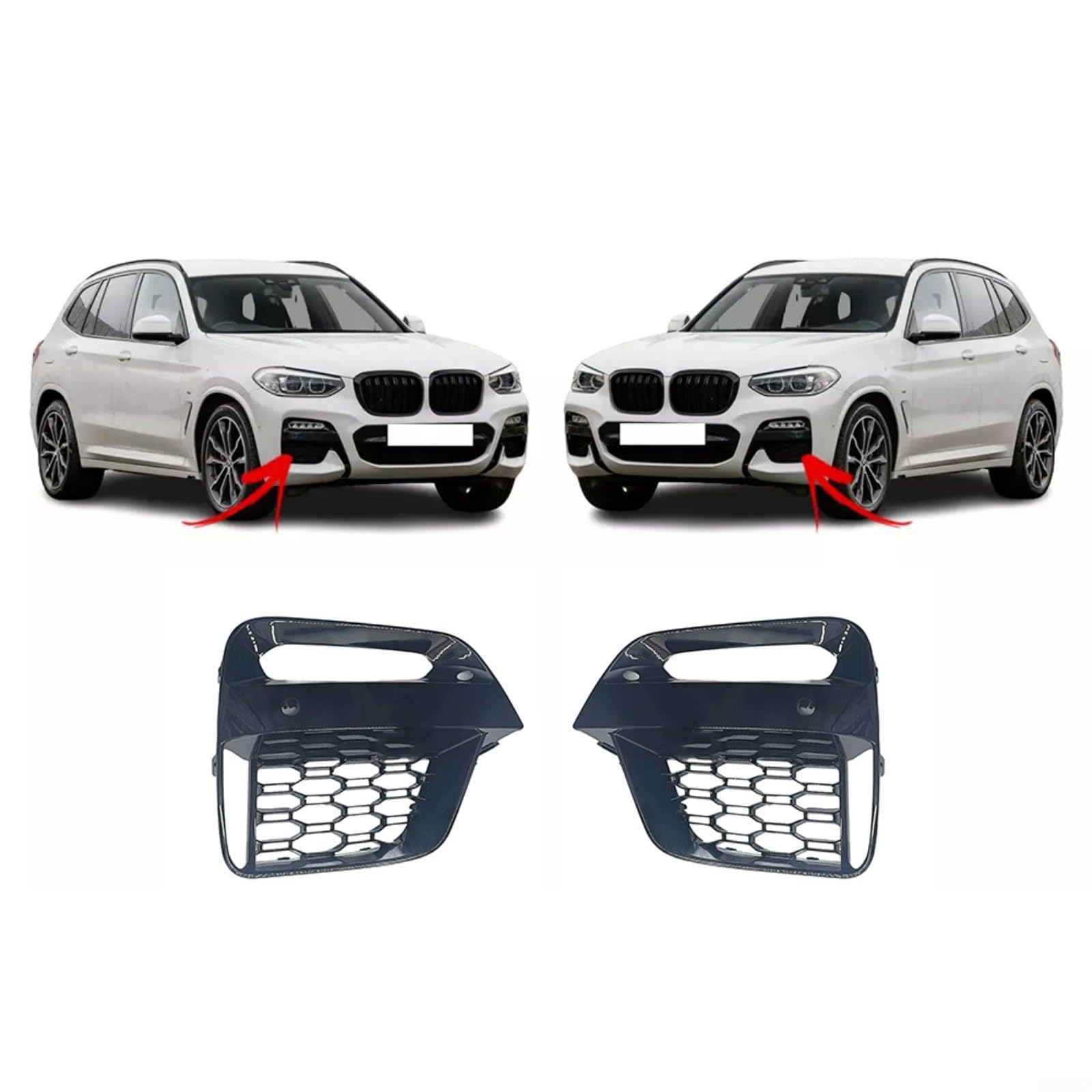 Frontstoßstangengitter Abdeckung Seitenverkleidung, für BMW X3 G01 X4 G02 2018-2021 M-Sport, Schwarz ABS Ersatzteile, OEM 51118098829 Kühlergrill vorne