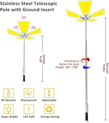 Miniatura 4 de Conpex - Luces led telescópicas de camping de 15000 lm, para campamento, luz portátil impermeable, para pesca, barbacoa en el jardín, campamento,