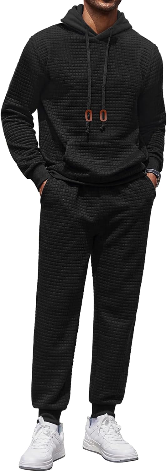 COOFANDY Men’s Tracksuit 2 Piece Hoodie Sweatsuit Sets Casual Athletic Jogging Suits Waffle Plaid Jacquard Outfits COOFANDY Men’s Tracksuit 2 Piece Hoodie Sweatsuit Sets Casual Athletic Jogging Suits Waffle Plaid Jacquard Outfits