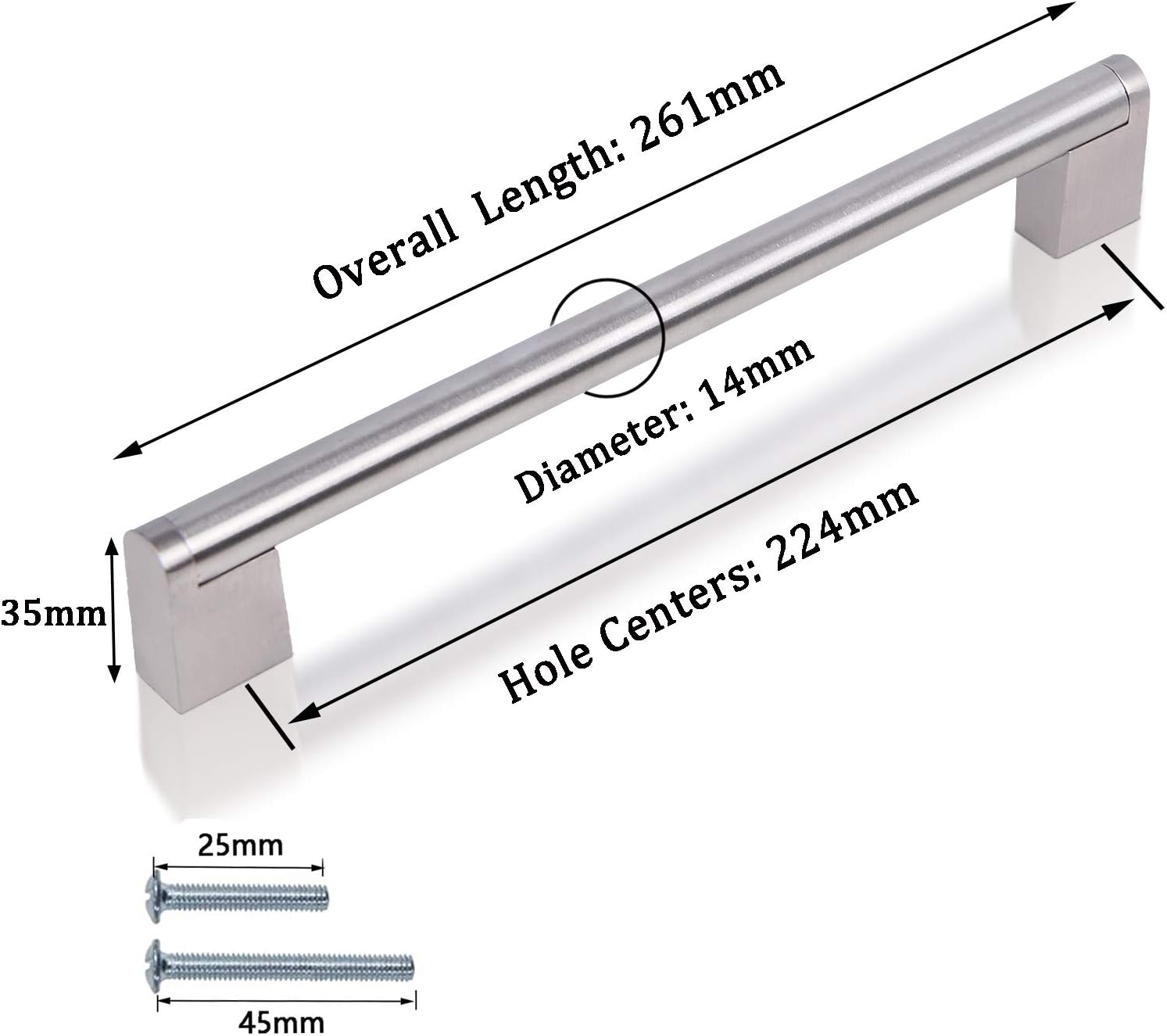 Hоttеѕt Sаlе (50 Pack) knobelite 8-4/5 Inch (224mm) Hole Centers Cabinet Handles,Modern Brushed Nickel Kitchen Cabinet Handles, Euro Square Boss Bar Pulls Stainless Steel Drawer Handles Dresser Cabinet Hardware