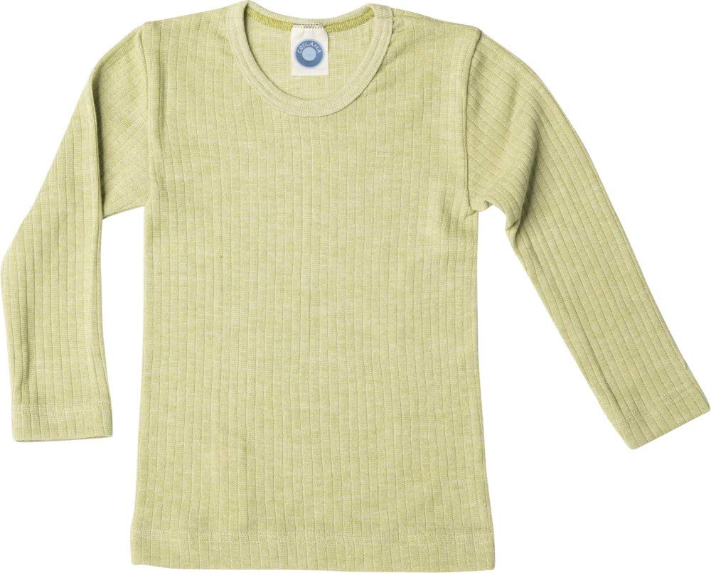 Cosilana, Children T-Shirt/Undershirt Long Sleeve, 45% Organic Cotton, 35% Organic Wool, 20% Silk (2-3 Years - EU 92, Green)