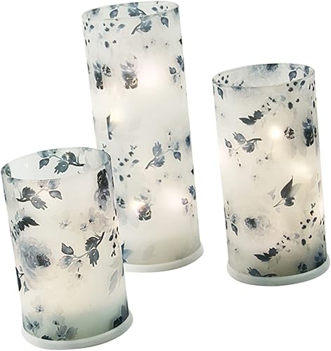 Uonlytech Vidrio de boda de exhibición de luz de vela 3pcs
