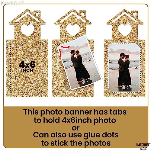 Image of Pre-Strung Glitter Photo Engaged Banner - 2 String, 10 Feet | Glitter Ring Engagement Photo Banner for Bachelorette Party Decorations | Engagement Party Decorations | She Said Yes Decoration, KatchOn