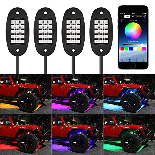 TACHICO RGB LED Rock Lights with APP/Double Remote Control,60 LEDs Multicolor Neon Underglow