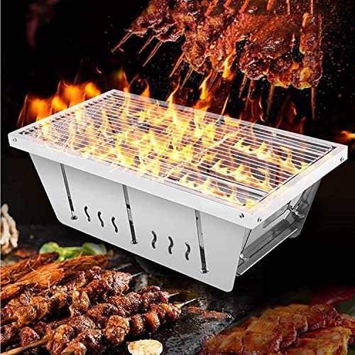 Barbecue charbon de bois pliable en acier inoxydable avec sac de transport pour camping PIQ