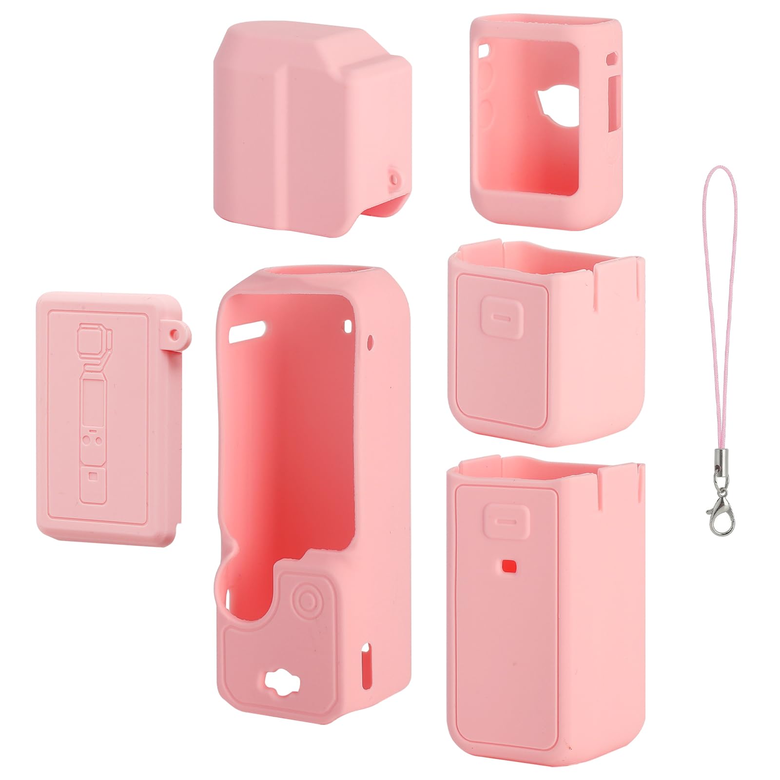 Housse Silicone DJI Osmo Pocket 3, Étui Protection Antichoc avec Dragonne, Coque Antidérapante Ajustement Parfait, Rose