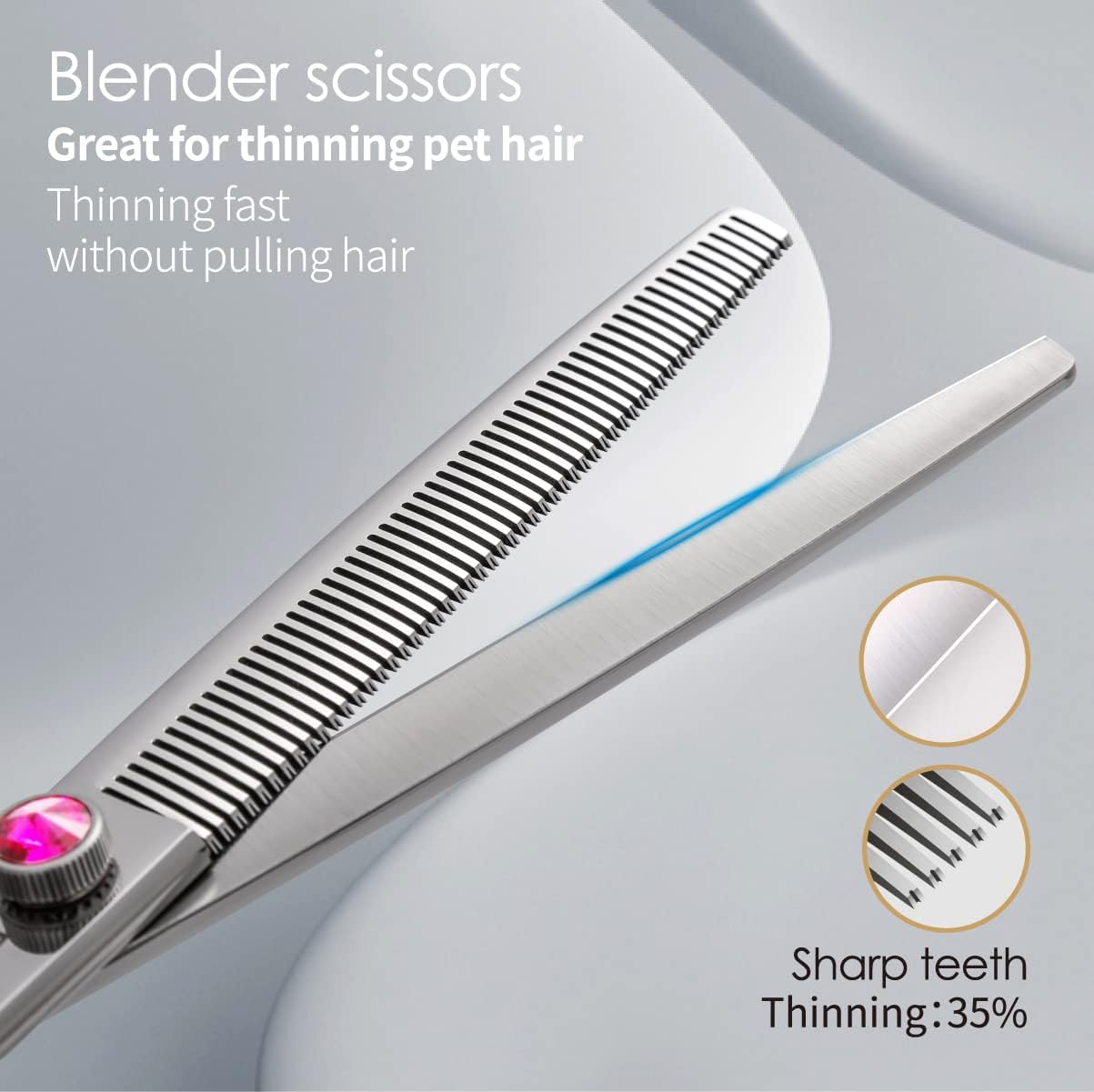 Dog Grooming Scissors Kit 7 in Professional Curved Thinning Straight Chunkers Shears and Comb 5pcs Set for Grooming Dogs Cat Pet Japanese 440C Stainless Steel(7.0'',Kit)