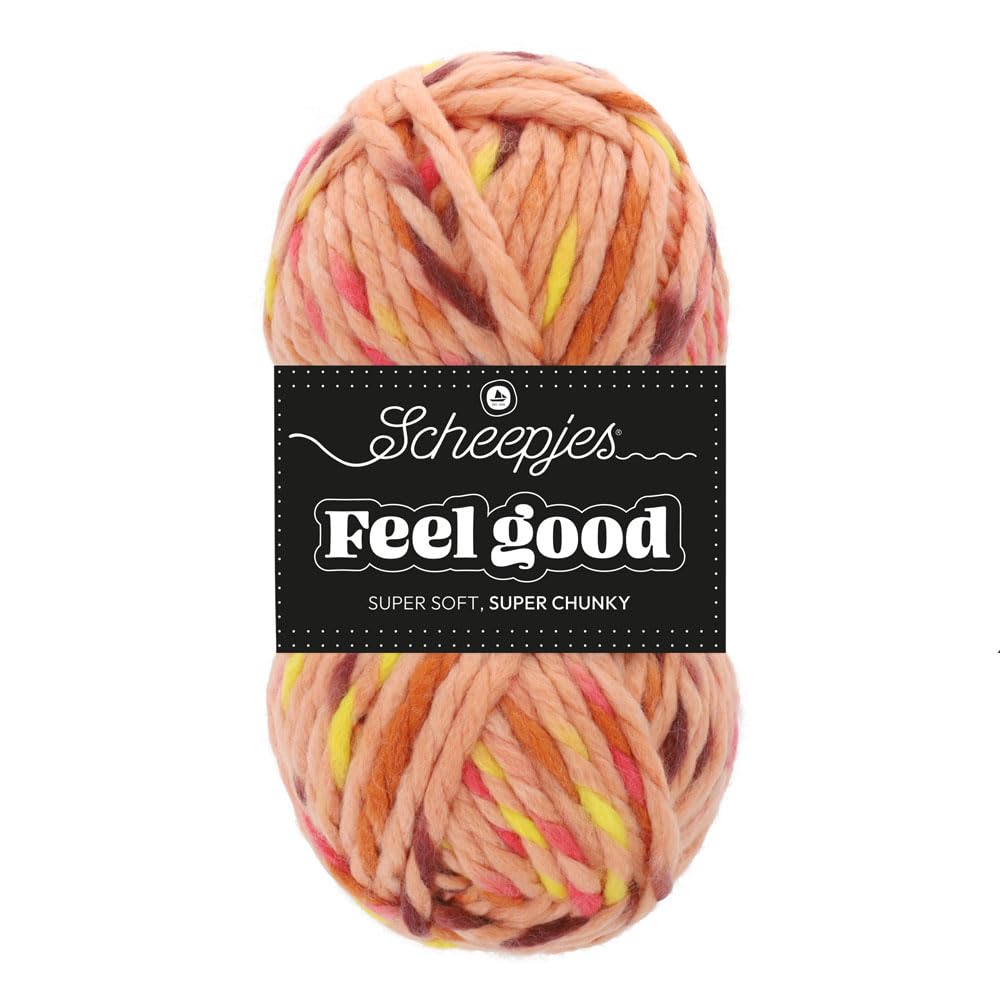 Mezcla de acrílico y lana Scheepjes Feel Good 150g naranja y marrón