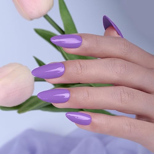 Miniatura 3 de Imtiti Esmalte de uñas de gel morado claro, 1 unidad de 0.5 onzas líquidas de esmalte de uñas de gel morado medio, esmalte de uñas de color morado