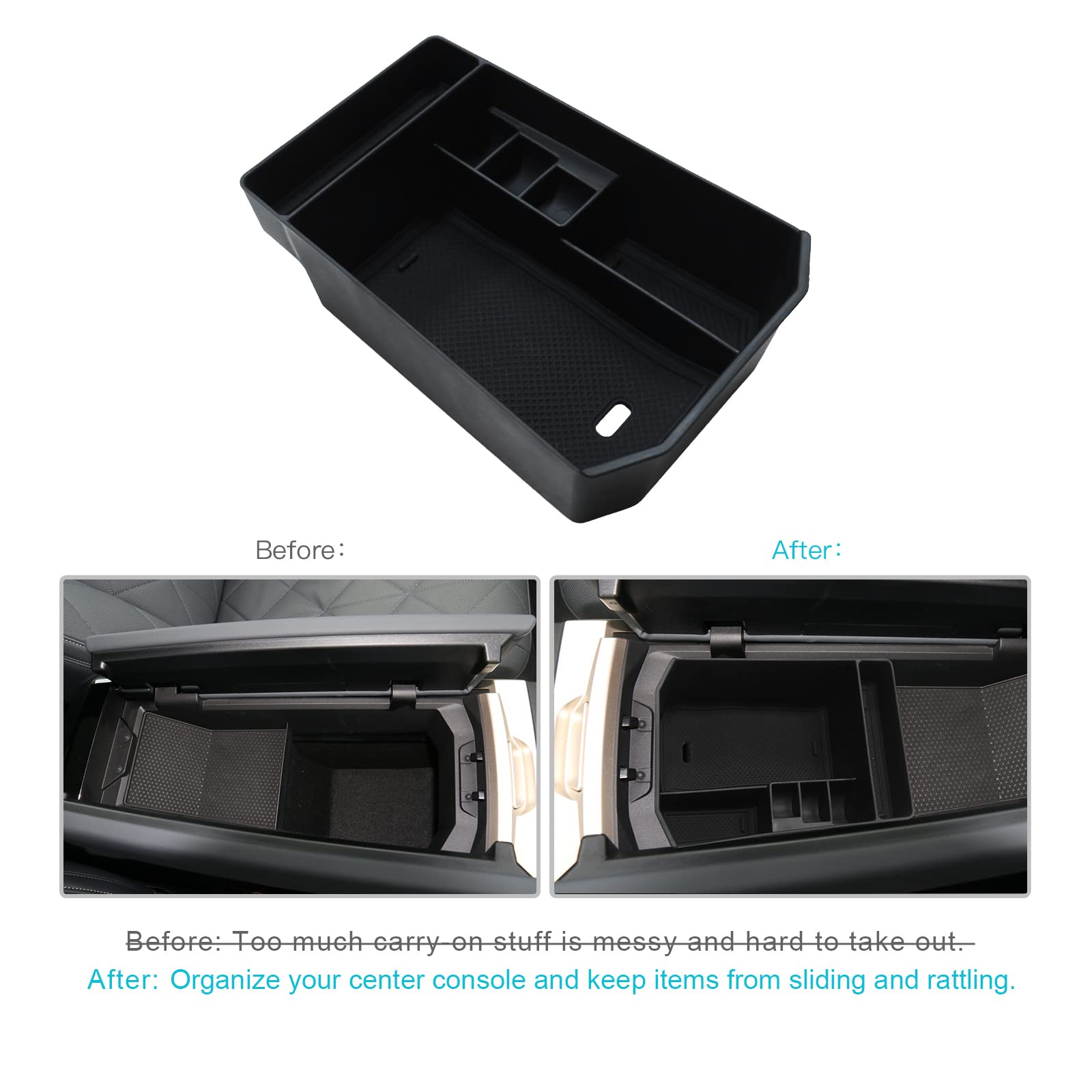 CDEFG Organizer Per Console Centrale Compatibile Con BMW IX I20 EV (2022-2024) – Vano Portaoggetti In Gomma TPE Per IX XDrive40, XDrive50, M60