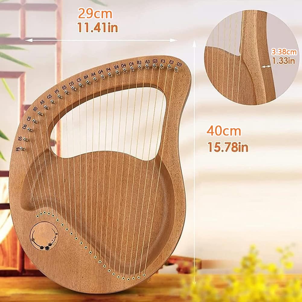 Lyre Harp, 24 Corde Arpa Acustica di Mogano, Strumento Musicale del Partito, Arpa Solida Portatile del Mogano, Arpa di Arte per Il Principiante, Corde del Metallo