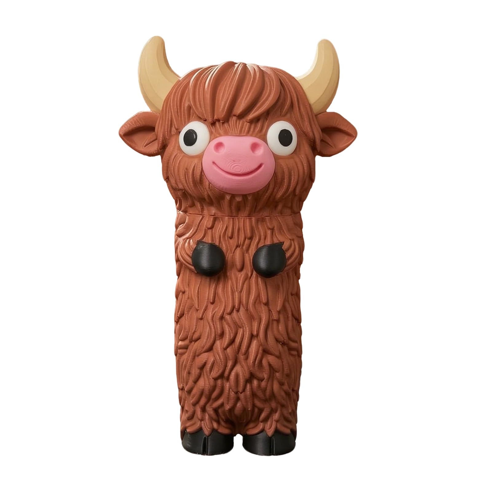 Pasisuu Highland Cow Pencil Holder, 3D Printed Desk Pen Organizer for Office and Classroom, Cute Scottish Cow Decor Stationery Pot, 23cm Large PLA Animal Sculpture Makeup Brush Storage, Brown Brown