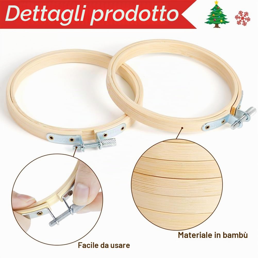 48 Pezzi Telaio da Ricamo da 3 Pollici Mini Telaio da Ricamo Cerchio Rotondo nel bambù per Ricamo Artigianale DIY, Cucito e 8 Cm