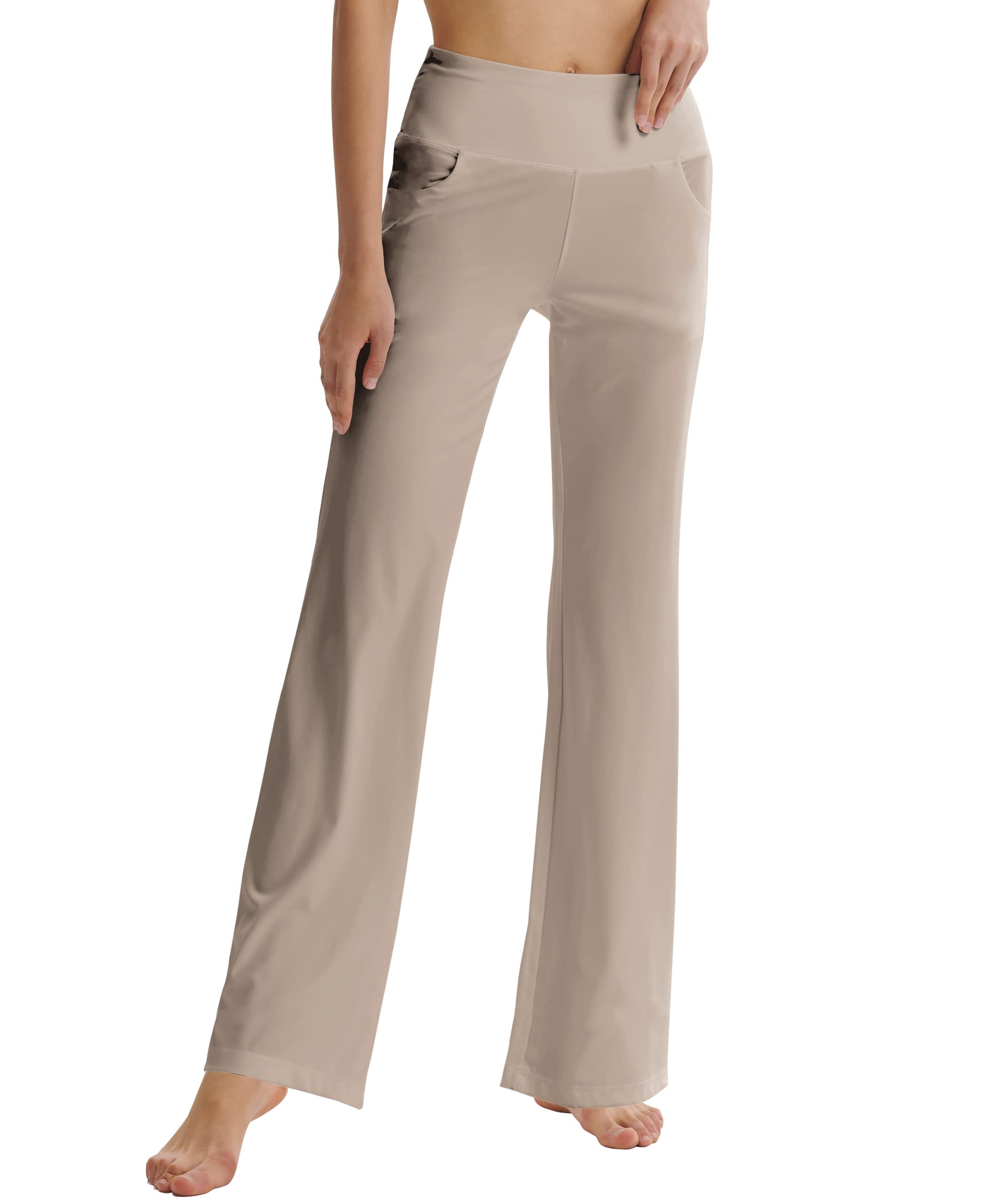 LaiEr Pantaloni da Yoga da Donna con Tasche a Vita Alta Svasata Bootleg Yoga Pantaloni da Allenamento con Tasche Laterali