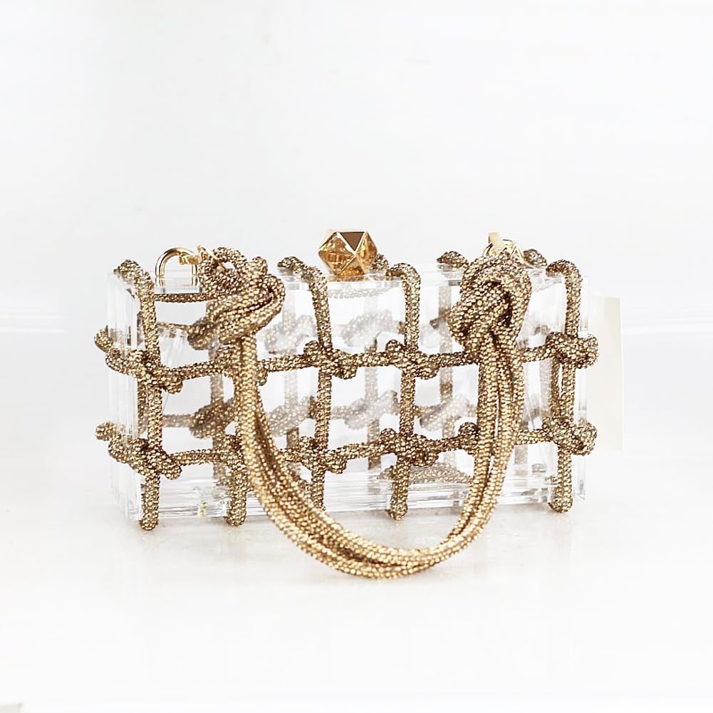 CUXVA Clear Acrylic Bag for Women Rhinestone Acrylic Clutch Crystal Evening Purses Handbag for Wedding Party Prom - Image 5