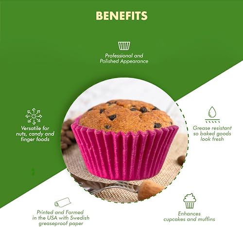 Vista 69 de Regency Wraps Vasos para hornear de grado profesional a prueba de grasa, paquete de 40 unidades, revestimientos estándar, lunares azul cobalto