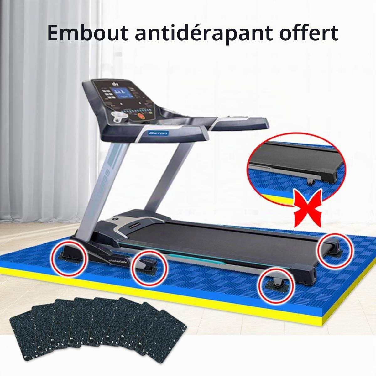 Tapis Insonorisant pour Tapis de Course,Tapis de Protection du Sol Tapis Anti Bruit Antidérapant Tapis pour Corde à Sauter Intérieure,Yoga et Fitness et équipements de Gym,170×80×2.5cm-Black+Yellow