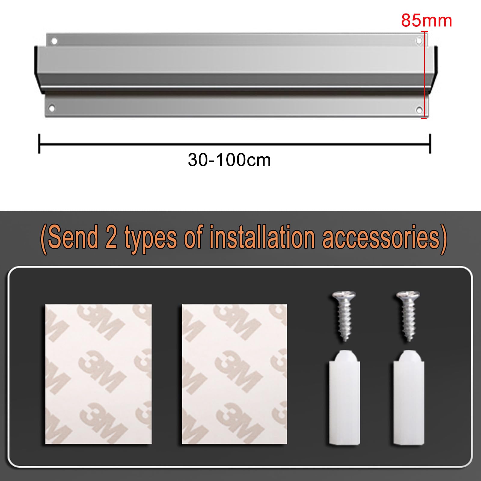 Tab Grabber, Quittungshalter aus Aluminium, Clip-Bestellanzeigeschiene, zum Aufbewahren von Bestellungen, Tabs oder Papieren, für Küchencafés, Pubs und Bars (30–100 cm mit Schrauben und Aufkleber)