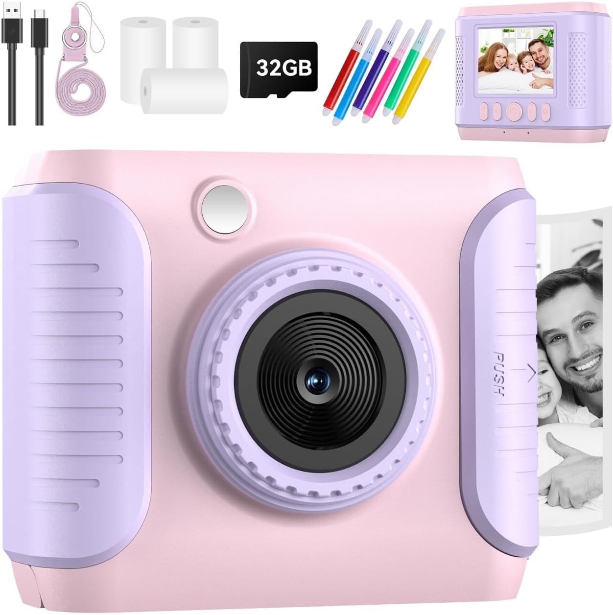 Instant Print Camera for Kids,2.4 Inch Screen Kids...