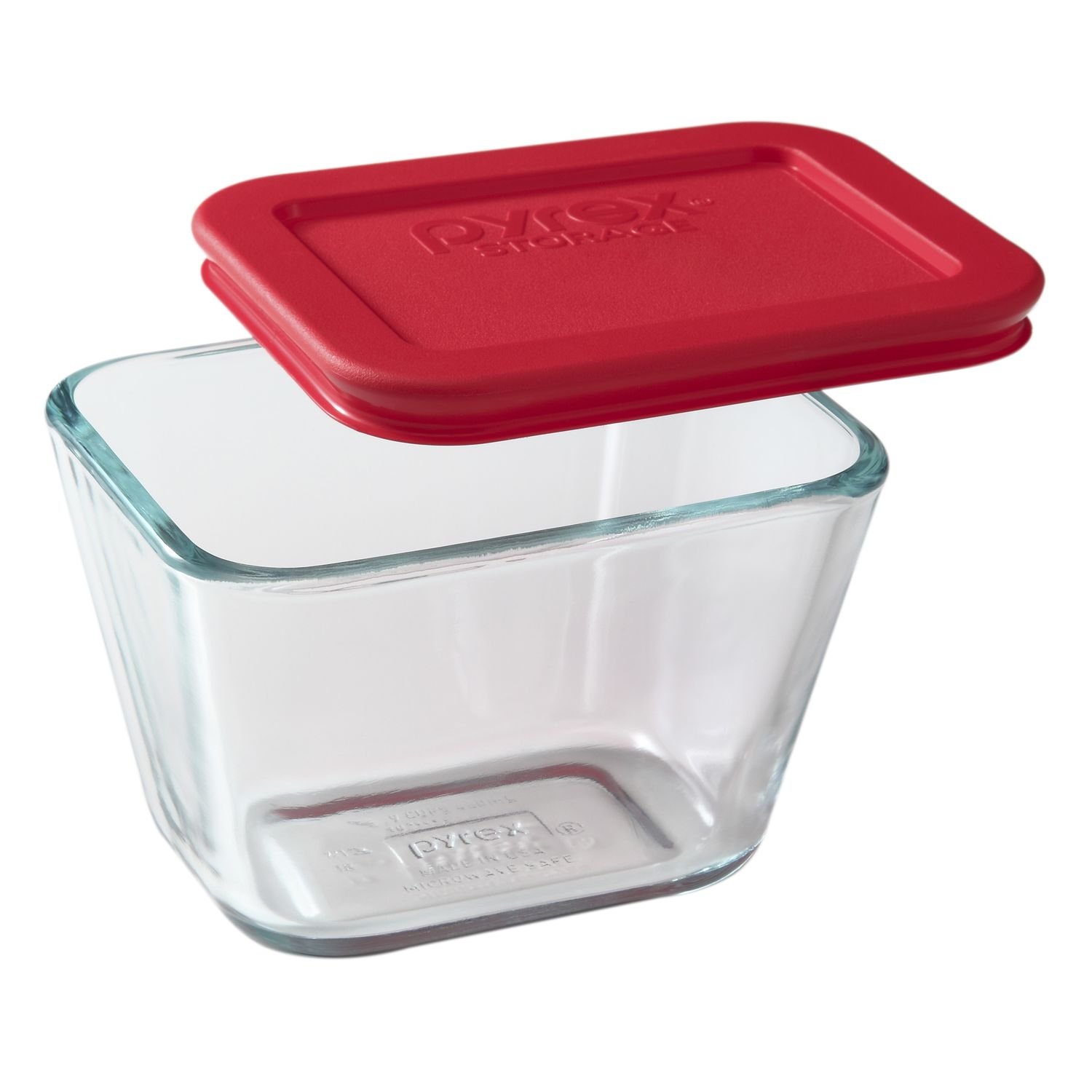 Pyrex Storage 1-7/8-Cup Storage Dish, Clear with Red Lid