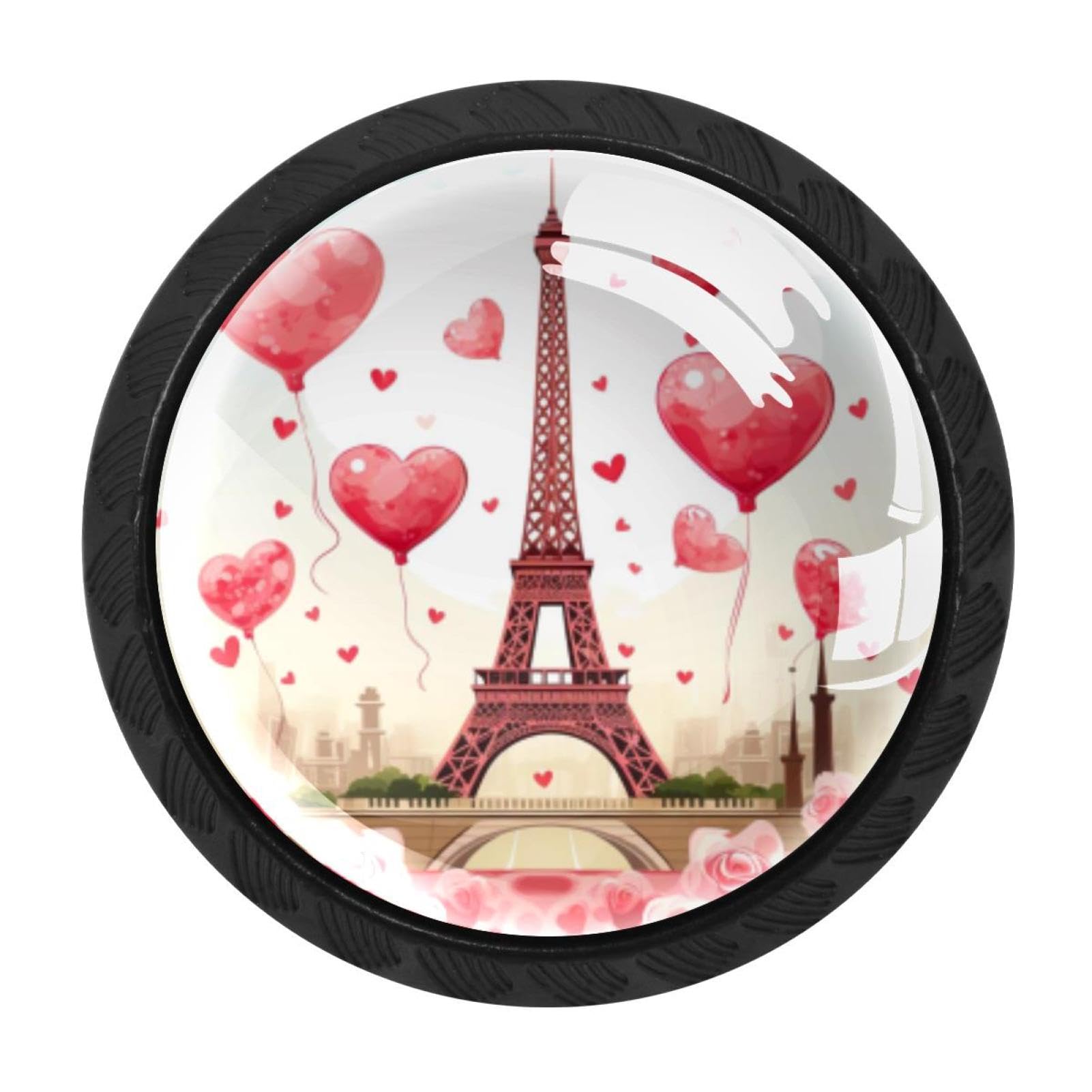 Chenzzzz Multicolored 02 4 Pieces Eiffel Tower Valentine's Day Cabinet Knobs Drawer Dresser Pulls Handles For Home Kitchen Office Bathroom Door Kids Room