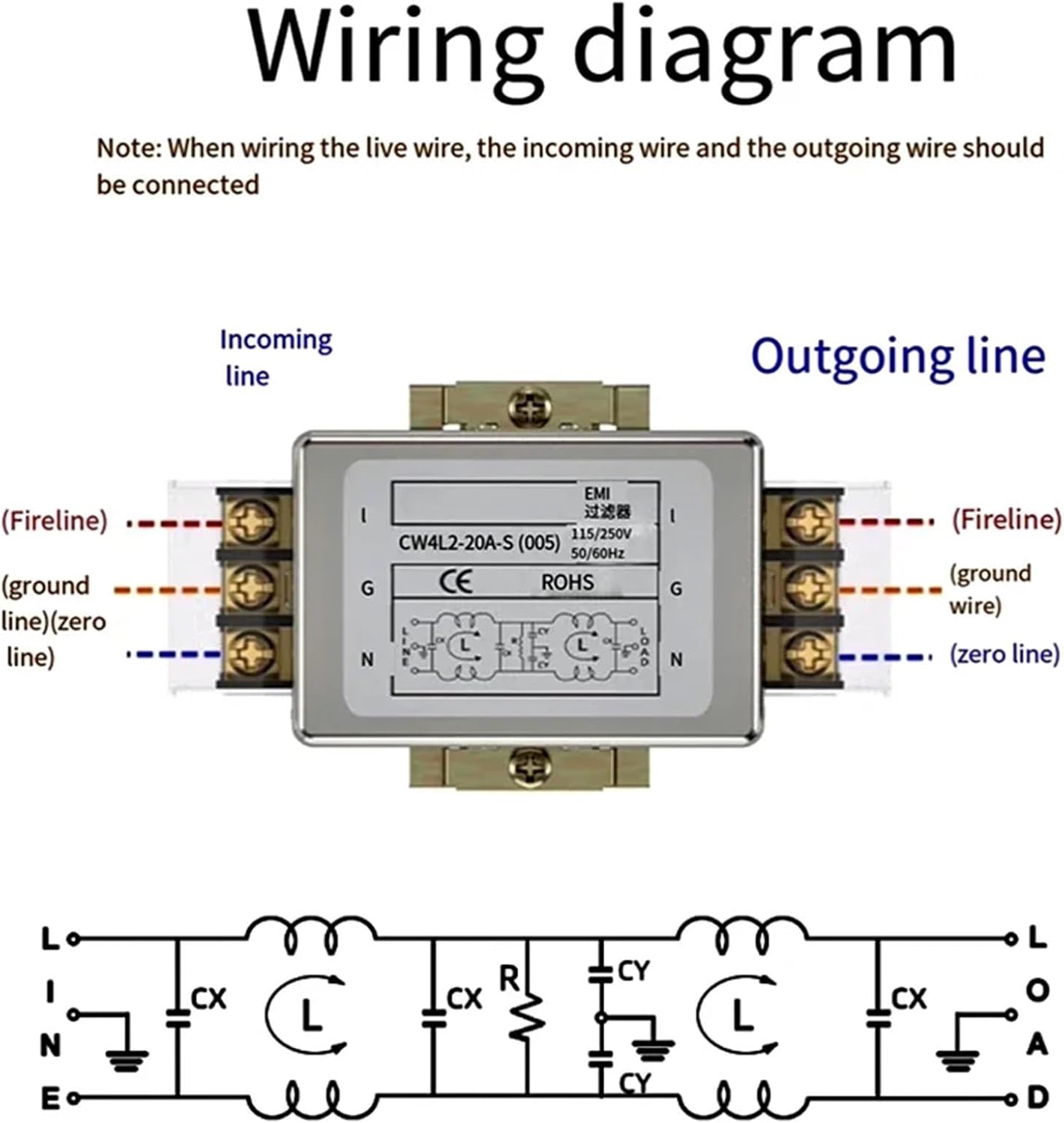 1pcs Single-Phase 220V Power Filter AC EMI Power Supply Anti-interfe CW4L2-40A-S（005） Two-Way Rail Terminal Block