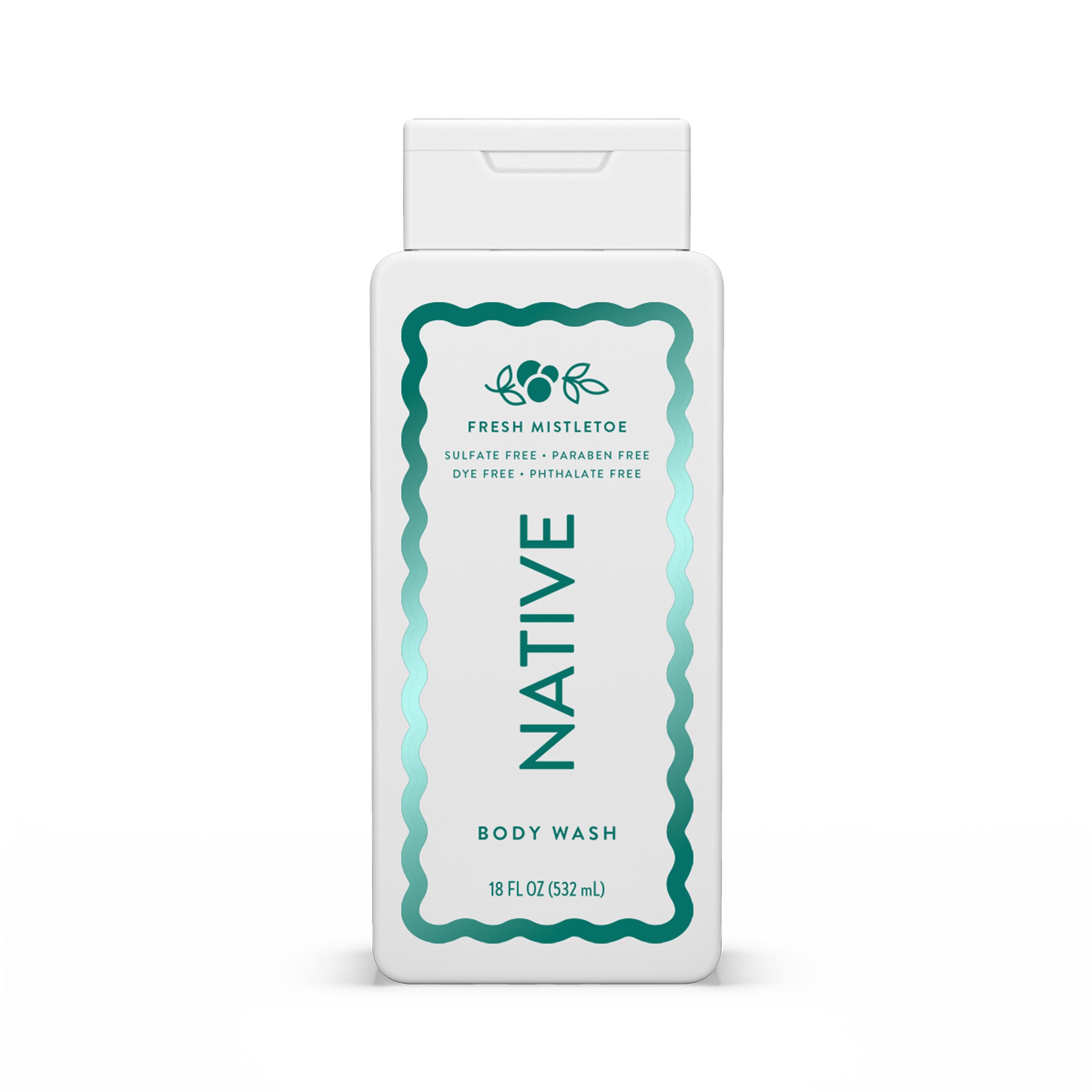 Native Body Wash, Holiday Edition, Fresh Mistletoe Scent, Contains Naturally Derived Ingredients | For Women & Men, Sulfate, Paraben, & Dye Free Leaving Skin Soft and Hydrated | 18 oz