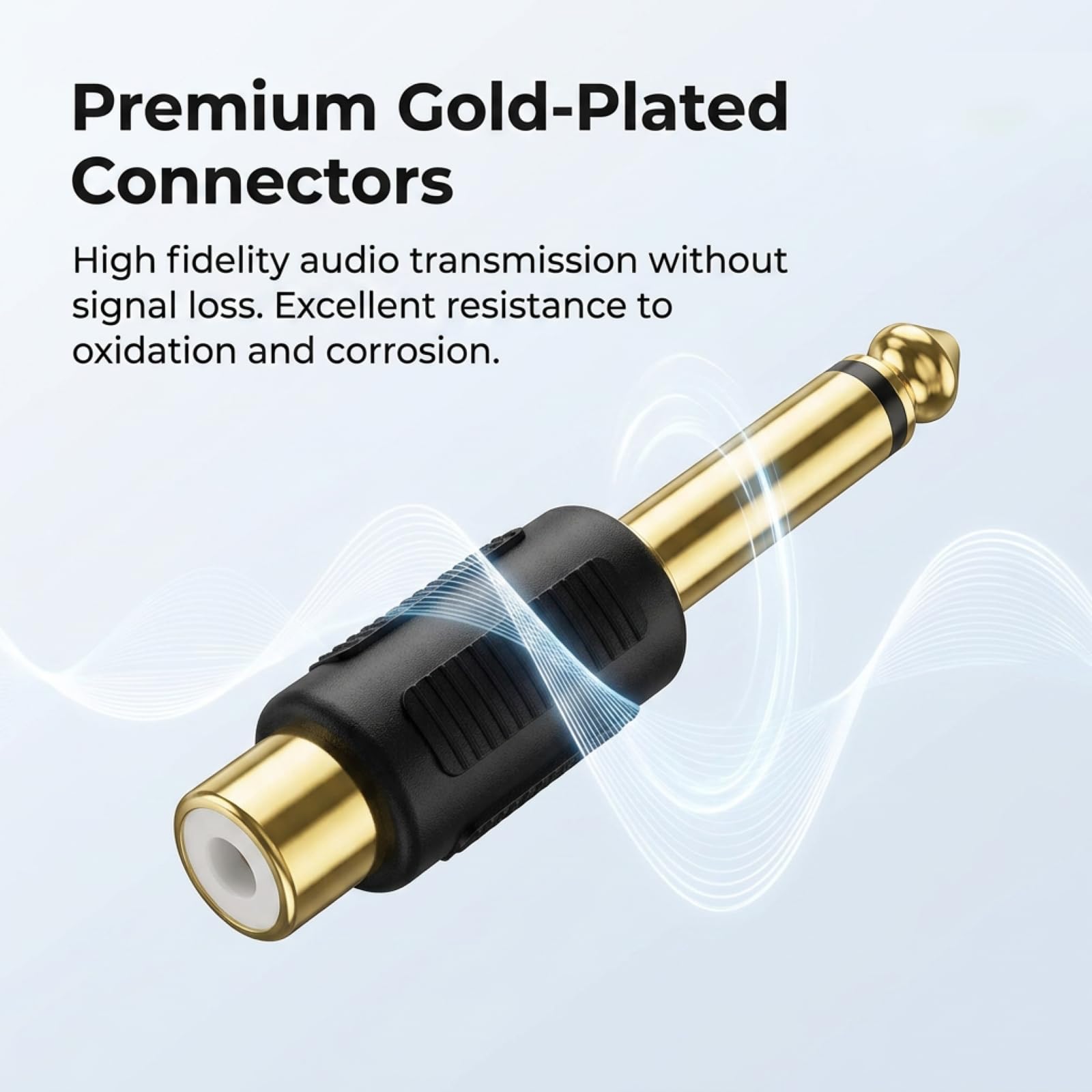 6 Stück 6,35mm Klinke Adapter, Stereo Adapter 6,35mm für Verstärker, Lautsprecher, Instrumente, Kopfhörer, Heimkino, MP3 Player, Audio Stecker auf RCA Buchse für professionelle Audioverbindung