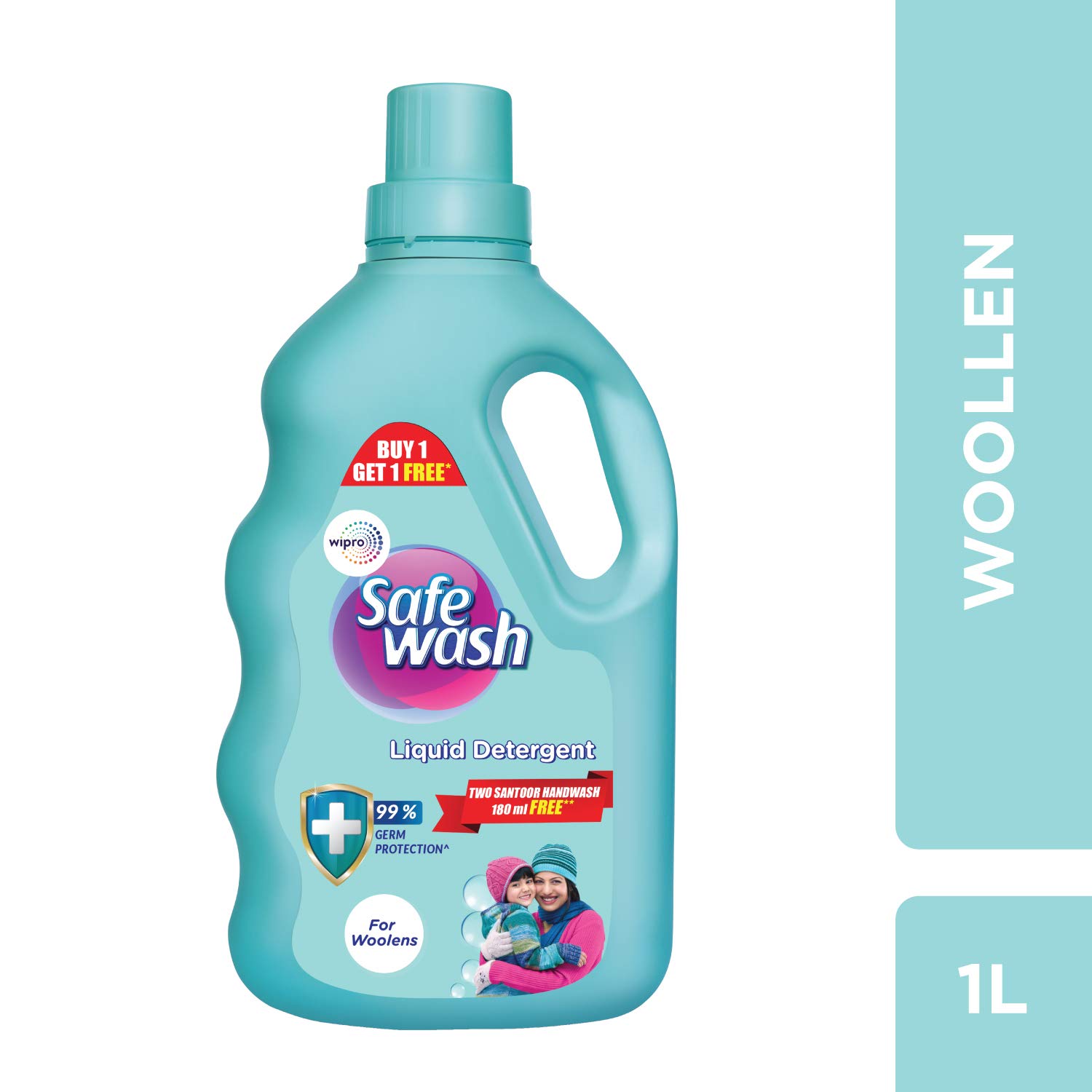 Safewash Woolen Liquid Detergent by Wipro, 1L Bottle + 1L Pouch Free