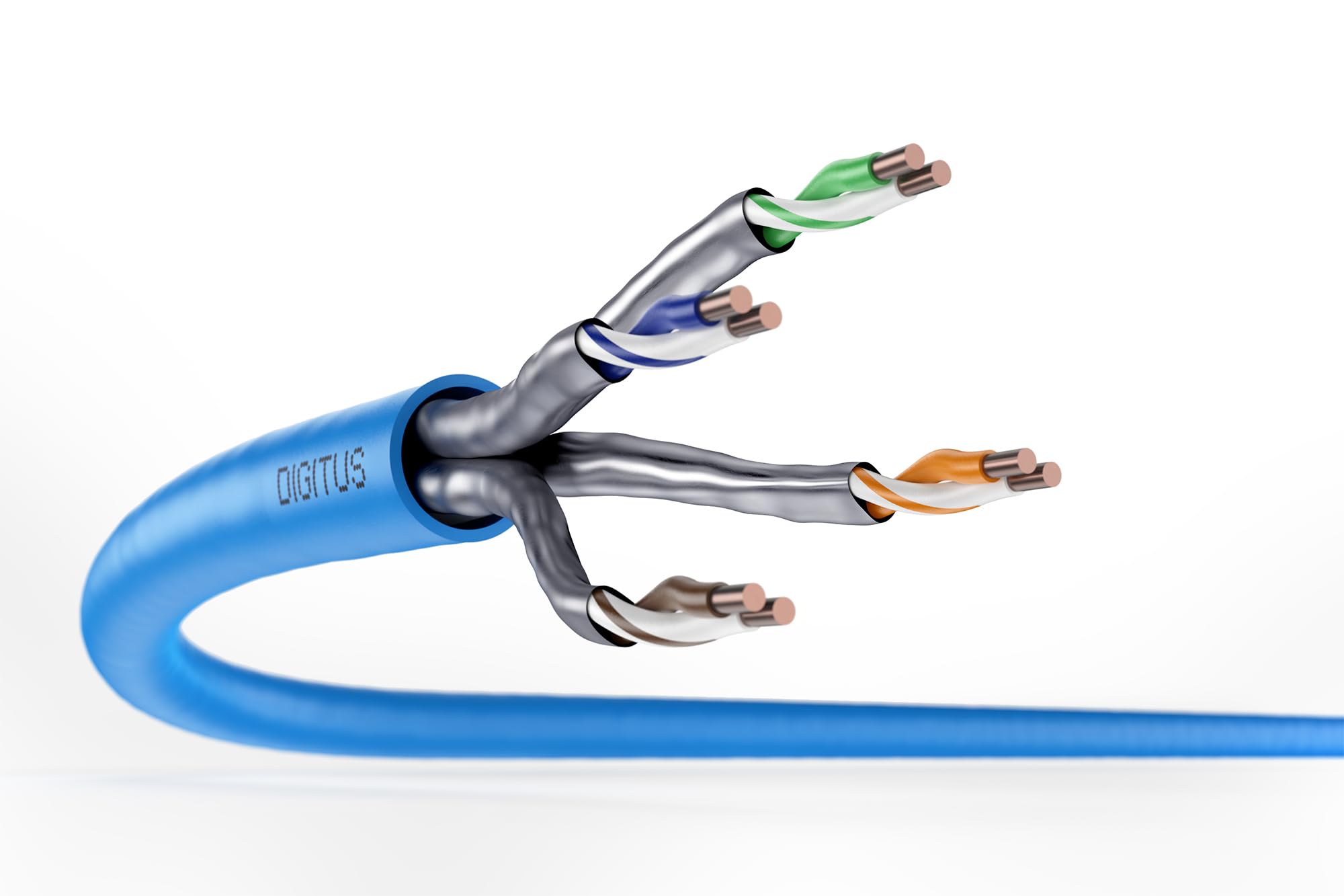 Digitus Cavo di Rete Cat 6A da 500 m – U-FTP Simplex – BauPVO Dca – LSZH Senza alogeni – 500 MHz Rame AWG 23/1 – Compatibile con Poe+ – Cavo Ethernet – Blu