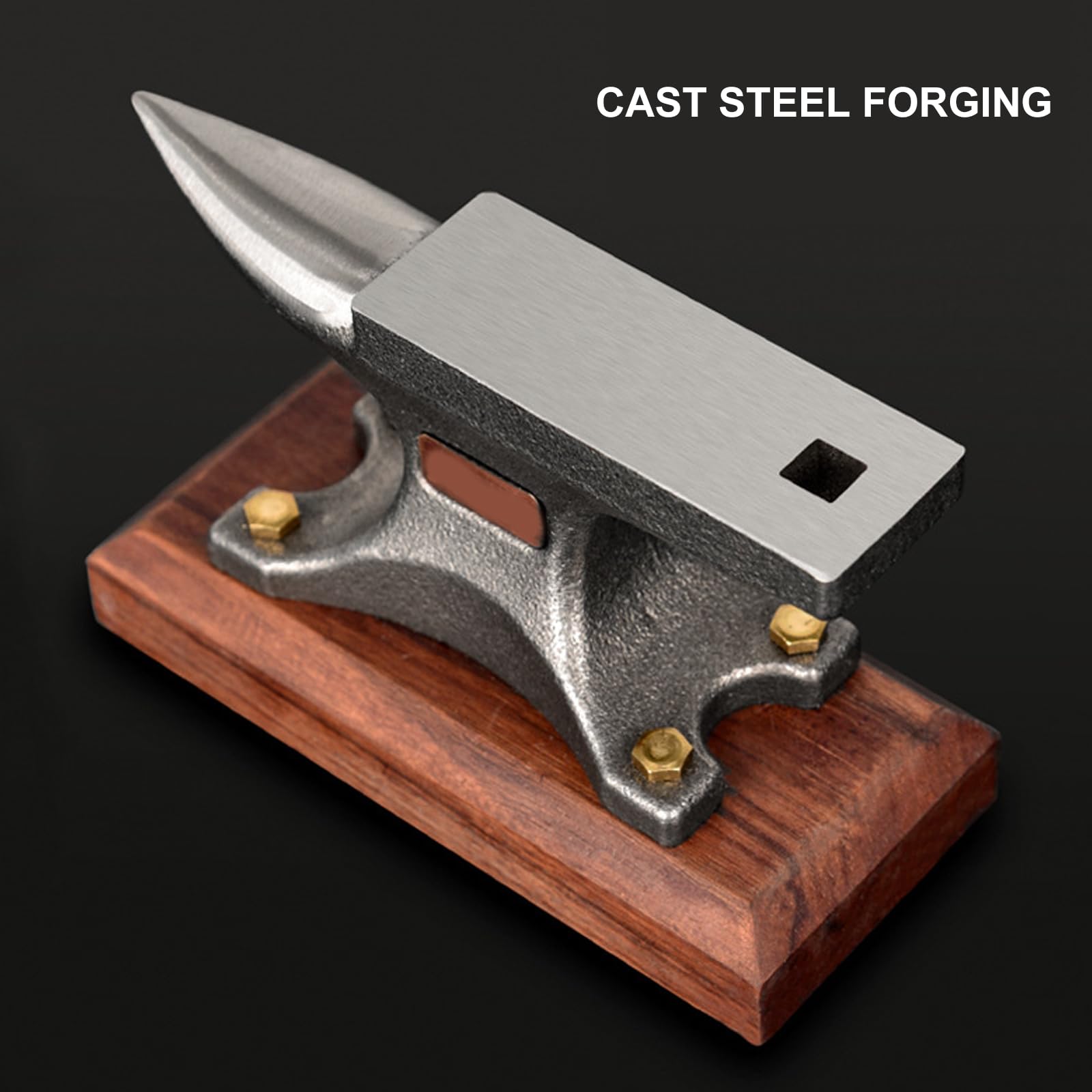 Enclume professionnelle en acier pour travaux manuels et forgeage des métaux - Bloc d'outils de bijoutier avec base en bois d'ébène robuste - Enclume de martelage stable