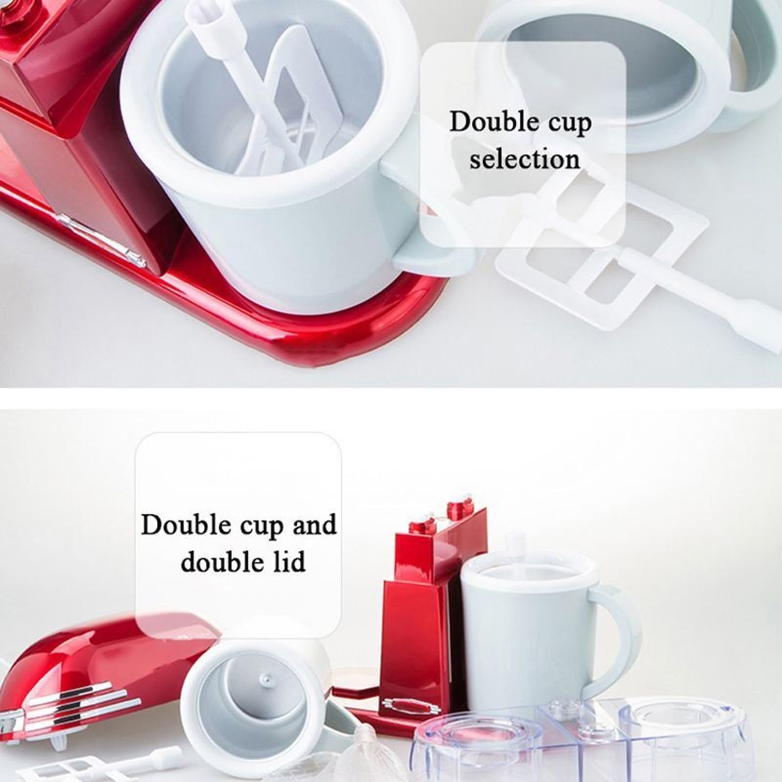 HEXEH Heladera Máquina de Helados eléctrica de Doble Cono, máquina de Helados clásica for niños, máquina de Helados automática for el hogar for niños, hogar DIY Maquina de Helados