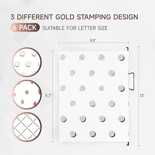 Miniatura 3 de Y YOMA Paquete de 6 carpetas colgantes de oro rosa tamaño carta carpeta de archivos decorativa bonito organizador de carpetas colgantes para