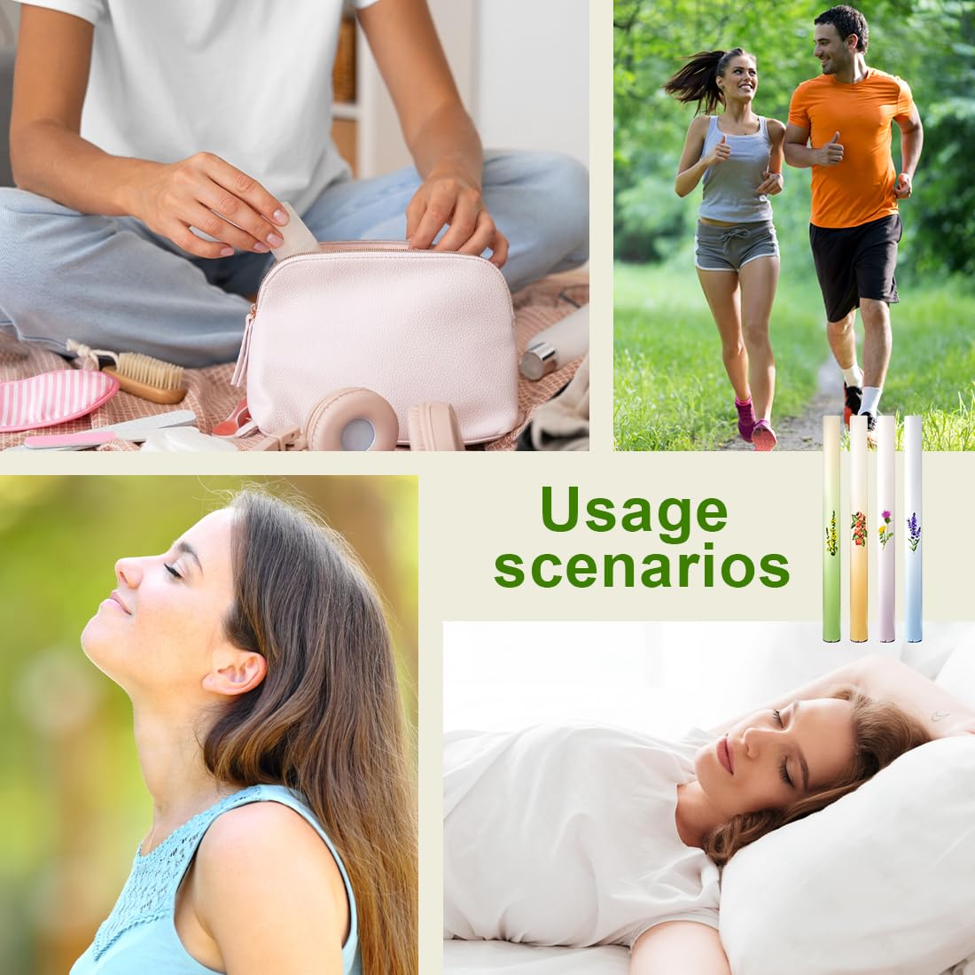 Aromatherapy Inalatore,4 pcs Penna Aromaterapia Erbe Polic Puliti Insalatore Con Tripli Estratti Piante