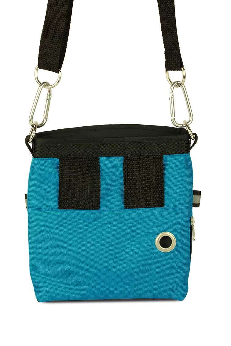 Mit Wunschname möglich. Schultertasche, Hüfttasche, Leckerlitasche für Hunde, Futtertasche mit Magnetverschluss und Kotbeutelfach, Leckerlitasche Magnetic Turqouise Blue Edition