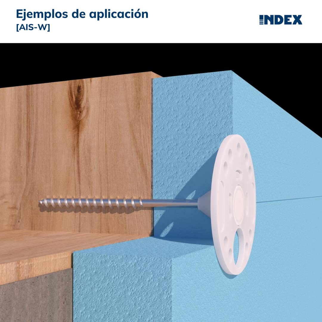 INDEX, AIS-W, Rosetón o arandela para paneles aislantes, Ø60 mm, 500 uds | AISW060, Fijación plástica idónea para la rehabilitación de fachadas en madera o chapa metálica.