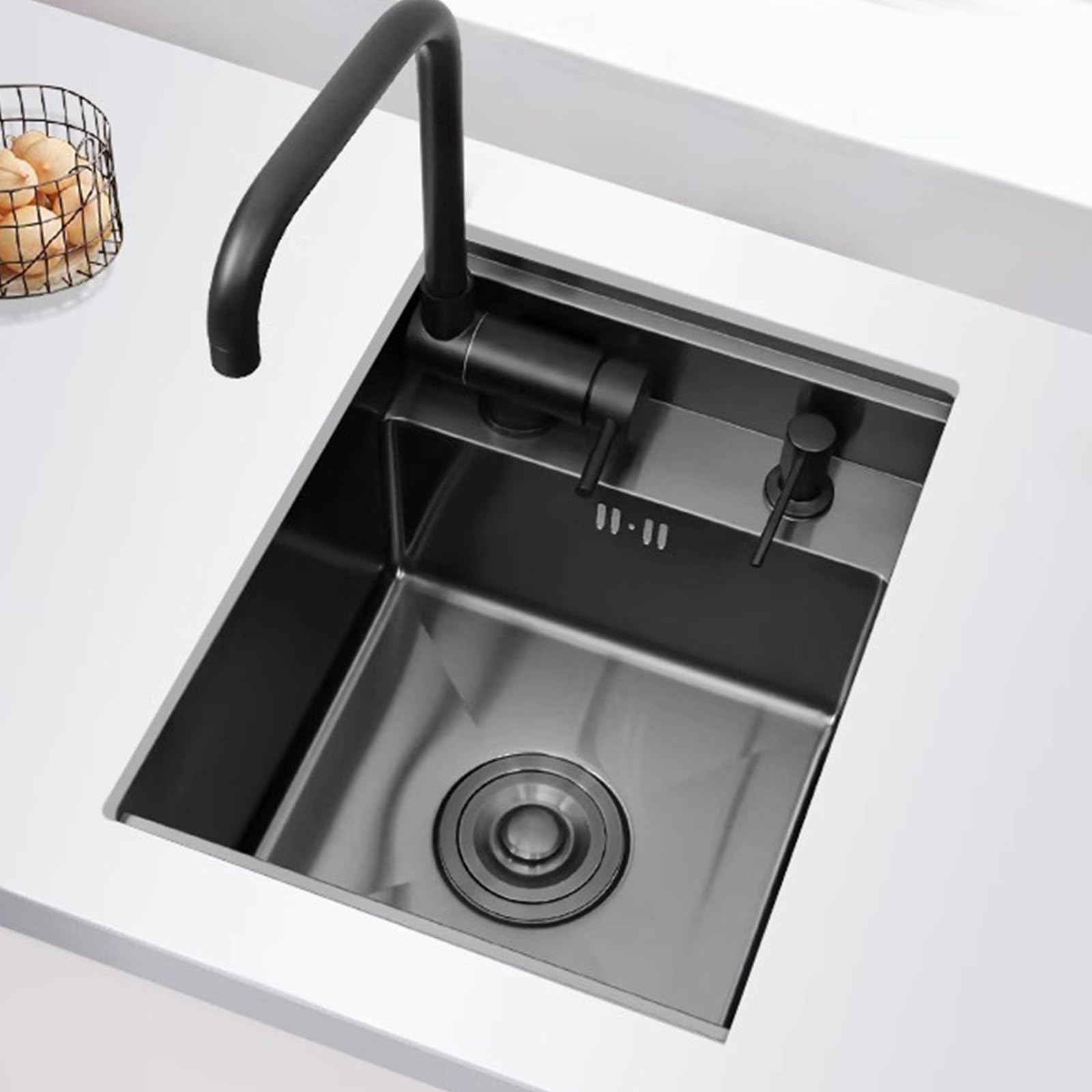 Lavello Da Bar Nero Con Coperchio Lavello Da Cucina A Scomparsa Con Coperchio Rubinetto Pieghevole Adatto Per Appartamento Camper E Roulotte
